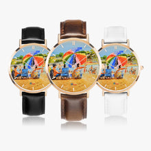 Load image into Gallery viewer, Ultra-Thin Leather Strap Quartz Watch (Rose Gold With Indicators) - UMBRELLA