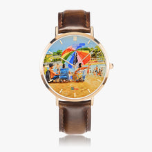 Load image into Gallery viewer, Ultra-Thin Leather Strap Quartz Watch (Rose Gold With Indicators) - UMBRELLA