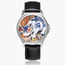 Load image into Gallery viewer, Stylish Classic Leather Strap Quartz Watch (Silver) KITTEN DINNER