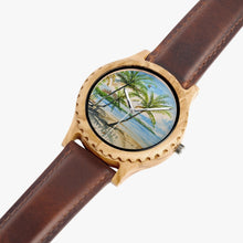 Load image into Gallery viewer, Italian Olive Lumber Wooden Watch - Leather Strap - THREE PALMS