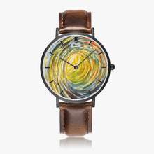 Load image into Gallery viewer, Ultra-Thin Leather Strap Quartz Watch (Black With Indicators) TUBE