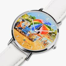 Load image into Gallery viewer, Ultra-Thin Leather Strap Quartz Watch (Silver With Indicators) - UMBRELLA