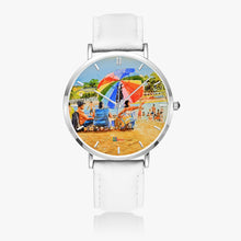 Load image into Gallery viewer, Ultra-Thin Leather Strap Quartz Watch (Silver With Indicators) - UMBRELLA