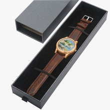 Load image into Gallery viewer, Italian Olive Lumber Wooden Watch - Leather Strap - THREE PALMS