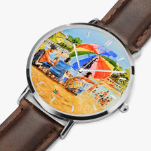 Load image into Gallery viewer, Ultra-Thin Leather Strap Quartz Watch (Silver With Indicators) - UMBRELLA