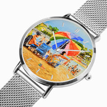 Load image into Gallery viewer, Ultra-Thin Leather Strap Quartz Watch (Silver With Indicators) - UMBRELLA