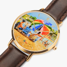 Load image into Gallery viewer, Ultra-Thin Leather Strap Quartz Watch (Rose Gold With Indicators) - UMBRELLA