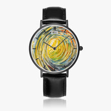 Load image into Gallery viewer, Ultra-Thin Leather Strap Quartz Watch (Black With Indicators) TUBE