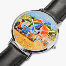 Load image into Gallery viewer, Ultra-Thin Leather Strap Quartz Watch (Silver With Indicators) - UMBRELLA