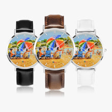 Load image into Gallery viewer, Ultra-Thin Leather Strap Quartz Watch (Silver With Indicators) - UMBRELLA