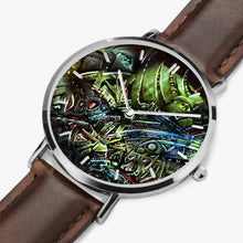 Load image into Gallery viewer, Ultra-Thin Leather Strap Quartz Watch (Silver With Indicators) - Ahriman