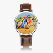 Load image into Gallery viewer, Ultra-Thin Leather Strap Quartz Watch (Silver With Indicators) - UMBRELLA