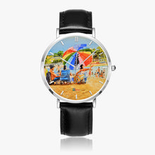 Load image into Gallery viewer, Ultra-Thin Leather Strap Quartz Watch (Silver With Indicators) - UMBRELLA
