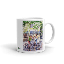 Load image into Gallery viewer, White glossy mug - FEEDING PIDGEONS