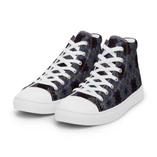 Load image into Gallery viewer, Women’s high top canvas shoes - CHOCOLATE BLUE RIBBON