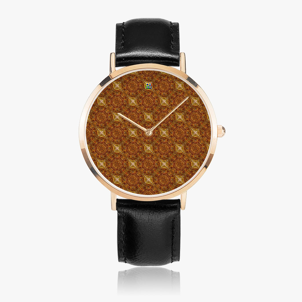 Ultra-Thin Leather Strap Quartz Watch (Rose Gold) - GOLDS MATRIX