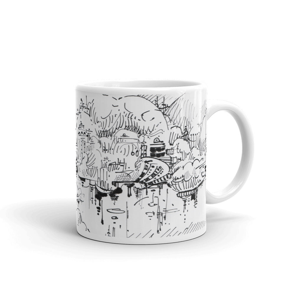 White glossy mug - MECHANICAL CLOUD