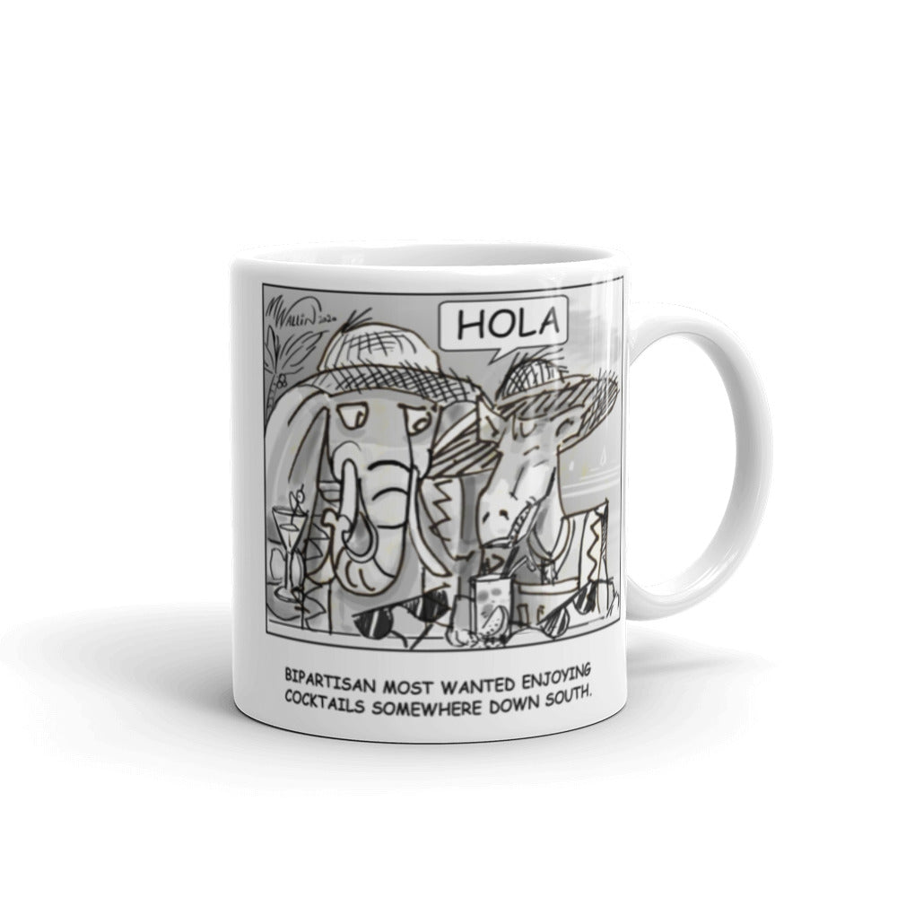 White glossy mug - HOLA