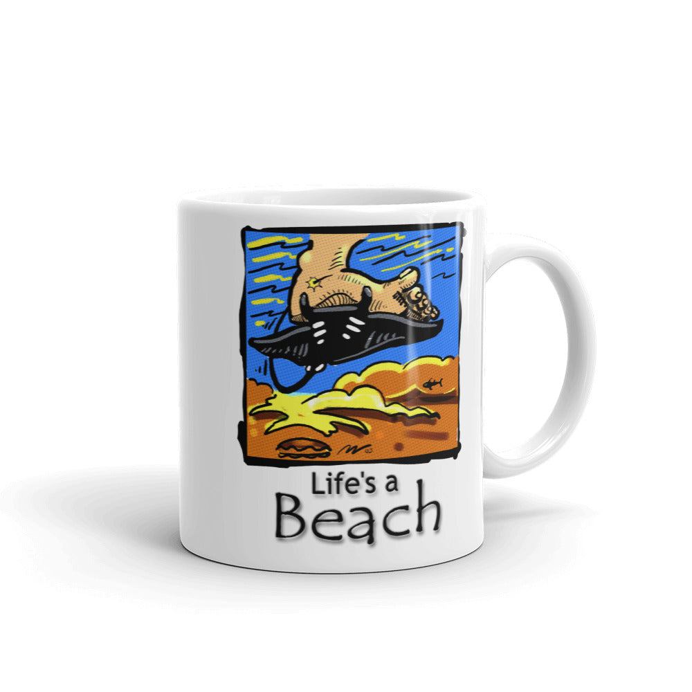 White glossy mug - Life's A Beach
