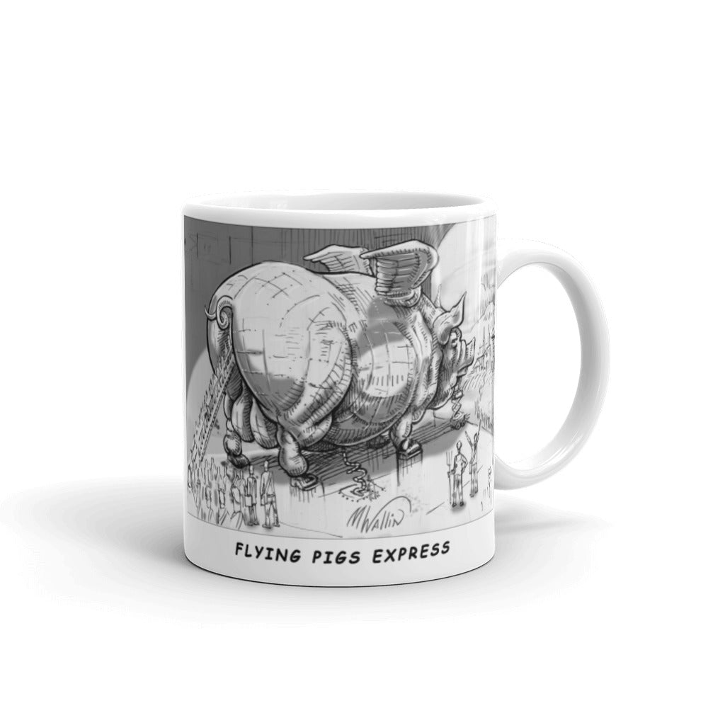 White glossy mug - Flying Pigs Express