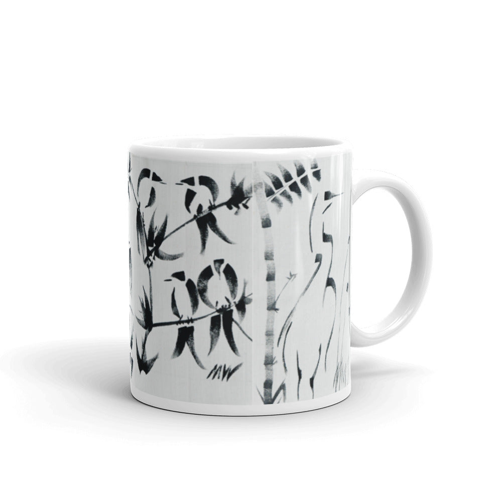 White glossy mug - BIRDS