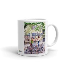 Load image into Gallery viewer, White glossy mug - FEEDING PIDGEONS SHARP
