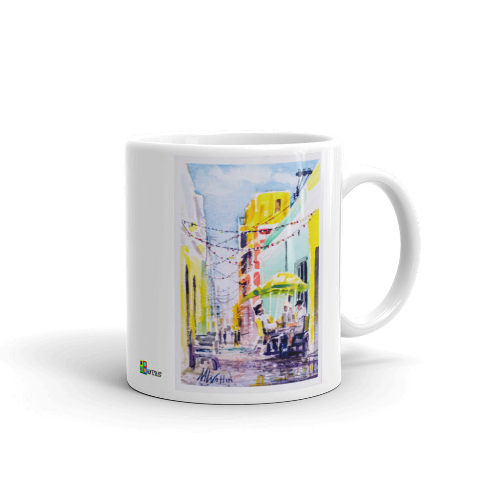 White glossy mug - HOLIDAY LIGHTS SHARP