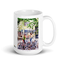 Load image into Gallery viewer, White glossy mug - FEEDING PIDGEONS SHARP
