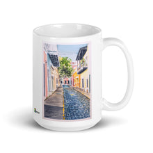 Load image into Gallery viewer, White glossy mug - COBBLESTONE BALCONIES AND TREE
